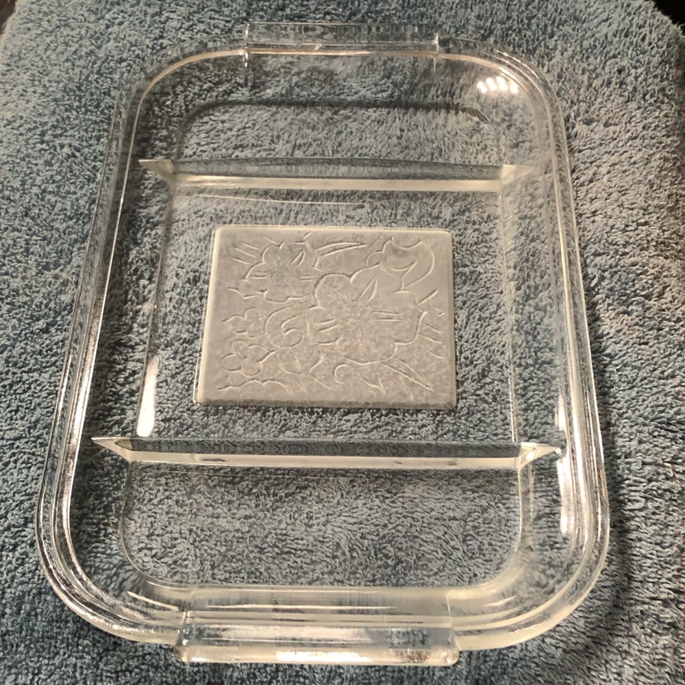 Glass Tray with Frosted Floral Design